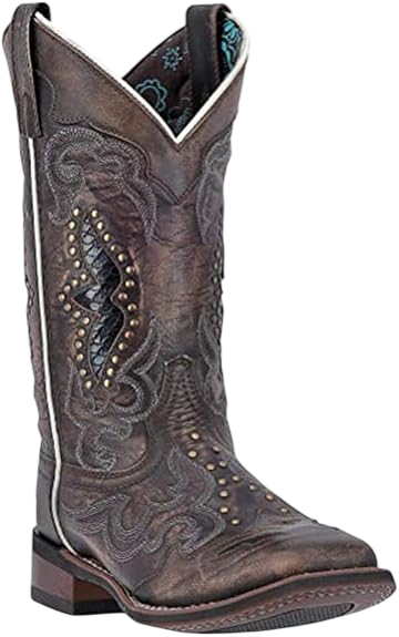 Laredo Womens Maddie Embroidered Round Toe Pull On Casual Boots